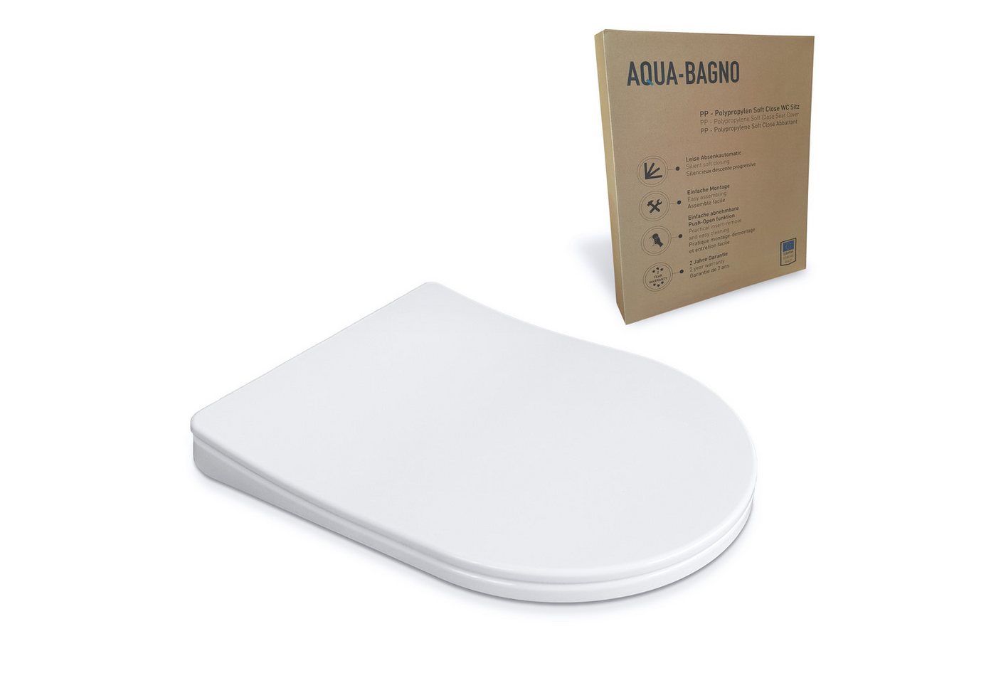 Aqua Bagno WC-Sitz Absenkautomatik Toilettendeckel abnehmbarer WC-Sitz (WC-Sitz, WC-Deckel, 1-St) von Aqua Bagno