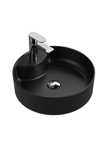 Aqua Bagno | Waschbecken, Design Aufsatzwaschbecken, Waschtisch, Keramik, Handwaschbecken | 42cm | rund | Schwarz Matt von Aqua Bagno