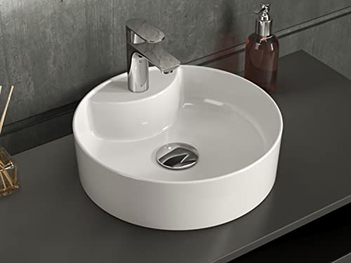 Aqua Bagno | Waschbecken, Design Aufsatzwaschbecken, Waschtisch, aus Keramik, Handwaschbecken | 42cm | rund | Weiß von Aqua Bagno