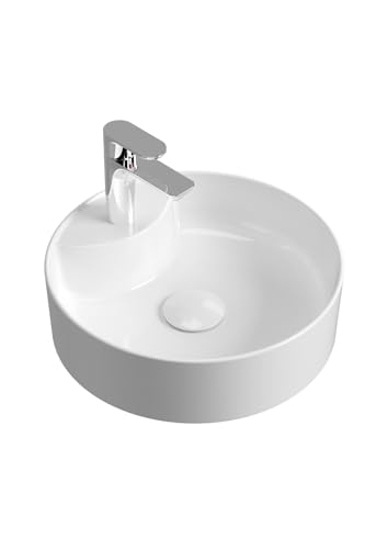 Aqua Bagno | Waschbecken, Design Aufsatzwaschbecken, Waschtisch, aus Keramik, Handwaschbecken | 42cm | rund | Weiß von Aqua Bagno