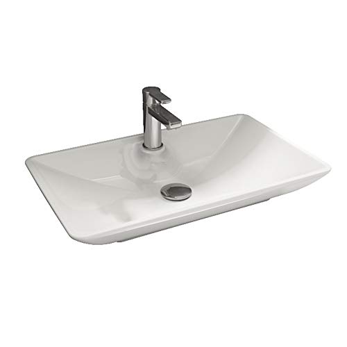 Aqua Bagno | Design Waschbecken in Weiß, Aufsatzwaschbecken, Keramikwaschbecken, Waschtisch ohne Überlauf | 65 cm von Aqua Bagno