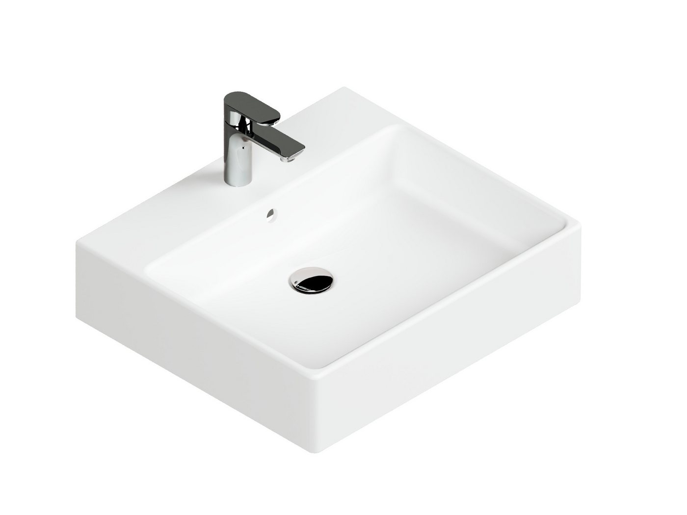 Aqua Bagno Waschbecken Aqua Bagno SOLO Design Keramik Waschbecken Waschtisch 60x50cm weiß (Packung) von Aqua Bagno