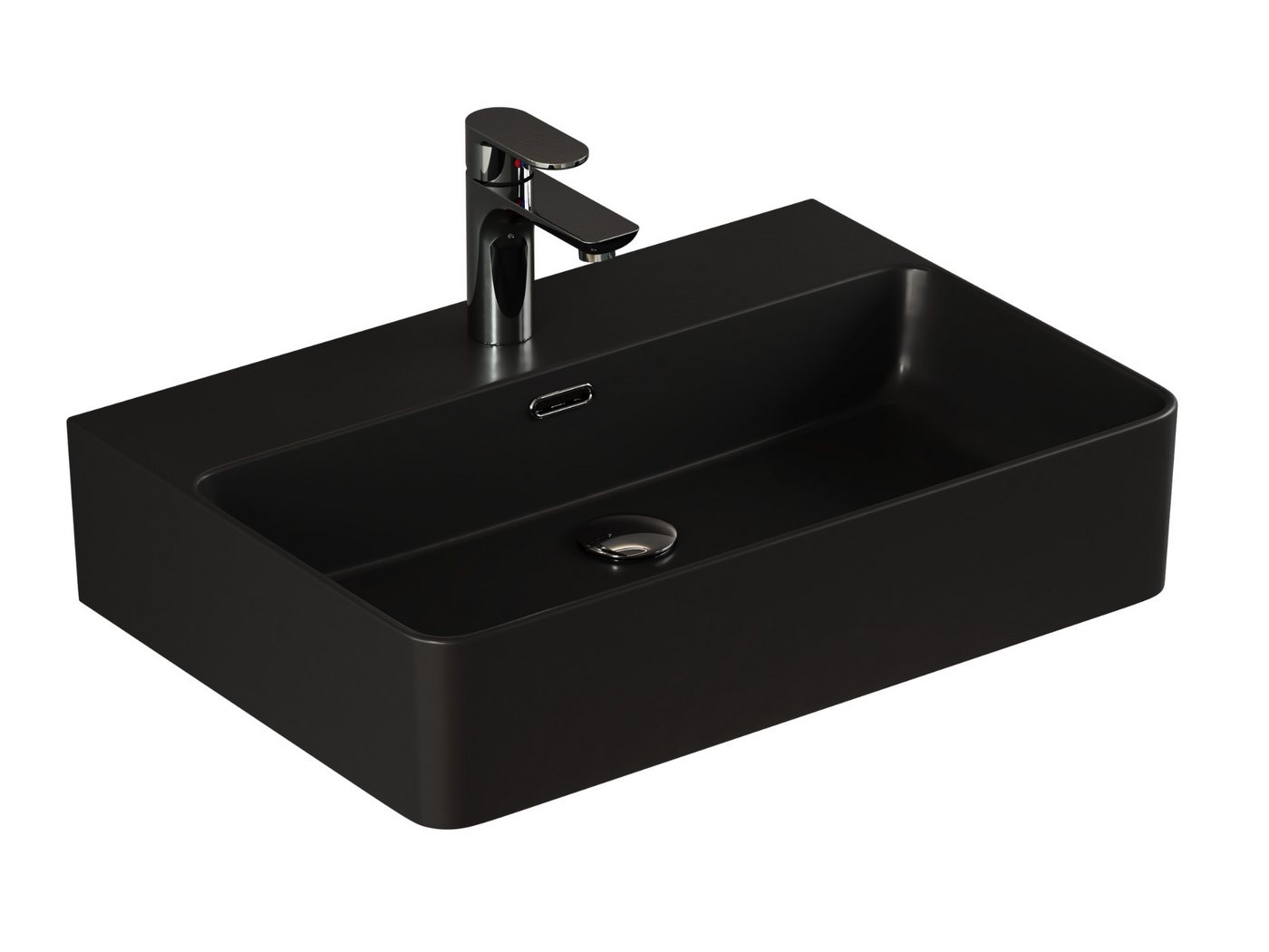 Aqua Bagno Waschbecken Waschbecken schwarz matt 61cm eckig Wandmontage Aufsatzwaschbecken (Keramikwaschbecken matt Schwarz, pflegeleicht & hygienische Oberfläche, 1-St., Handwaschbecken, Waschtischbecken mit Hahnlochbohrung und Überlauf), Auftischwaschbecken Aqua Bagno Waschbecken Waschbecken schwarz matt 61cm eckig Wandmontage Aufsatzwaschbecken (Keramikwaschbecken matt Schwarz, pflegeleicht & hygienische Oberfläche, 1-St., Handwaschbecken, Waschtischbecken mit Hahnlochbohrung und Überlauf), Auftischwaschbecken von Aqua Bagno