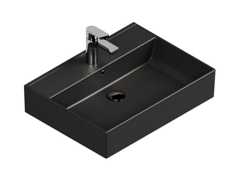Aqua Bagno Waschbecken Waschtisch eckig schwarz matt 60 cm Keramik modern von Aqua Bagno