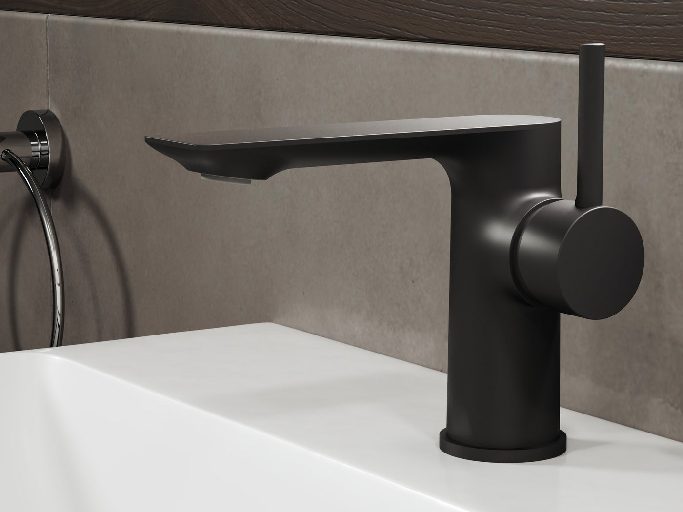 Aqua Bagno Waschtischarmatur Einhebelmischer Mischbatterie Waschtischarmatur matt schwarz (Badarmatur, Waschbeckenarmatur, EHM) Waschbeckenarmatur matt schwarz von Aqua Bagno