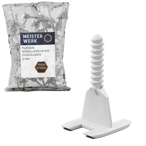 Nivelliersystem - Fliesenverlegehilfe - Verlegehilfe - Gewindehauben - Zuglaschen - Fliesen Werkzeug (2mm XL) von Aqua Bagno