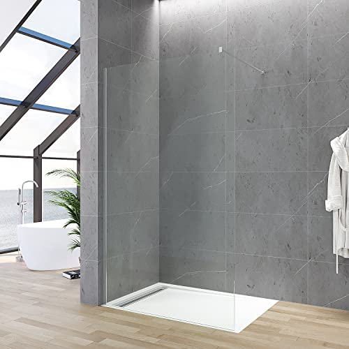 Duschwand Glas für Duschwanne 100 cm Walk-In Begehbare Dusche mit Stabilisator Glaswand Duschabtrennung Duschtrennwand Glasduschwand Duschglaswand aus Echtglas 8 mm ESG-Sicherheitsglas Höhe 200 cm von Aqua Batos