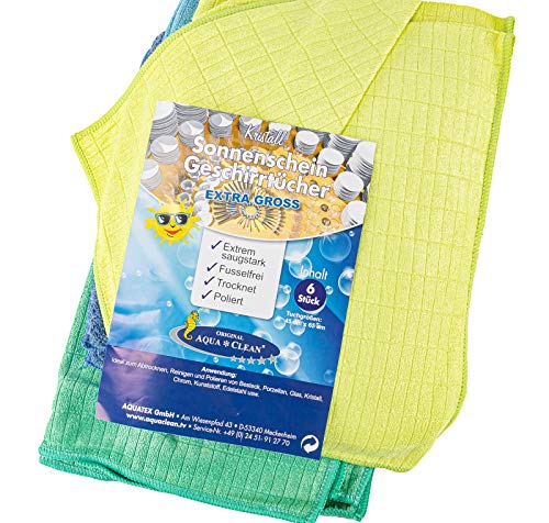 AQUA CLEAN Kristall Sonnenschein Geschirrtücher Extra Groß 6er Set von Aqua Clean