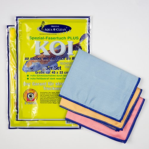 Aqua Clean Koi Tücher (6 Stück, 45x33cm) - Mikrofaser Fenstertuch, Zum Reinigen Trocknen Polieren von Aqua Clean