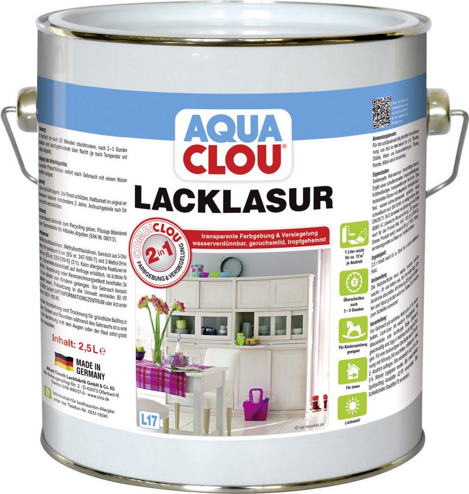 Aqua Clou Holzlack Aqua Clou Lacklasur L17 Nr.16 2,5 L weiß Aqua Clou Holzlack Aqua Clou Lacklasur L17 Nr.16 2,5 L weiß von Aqua Clou