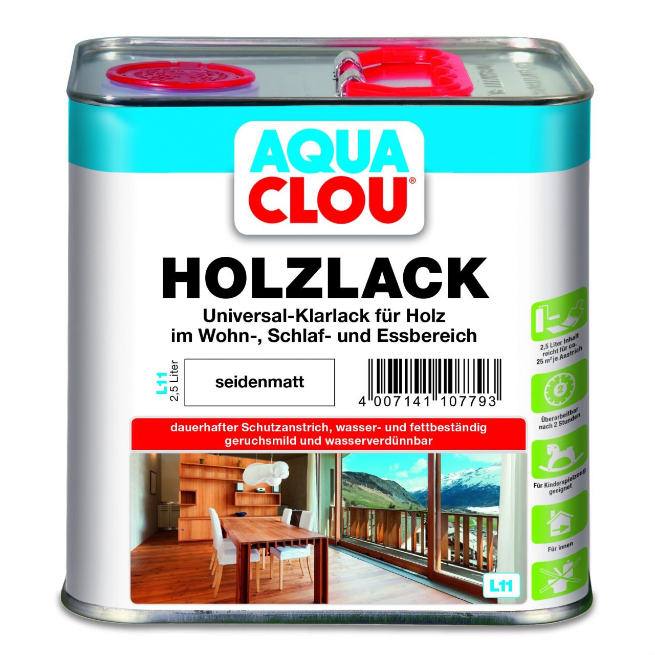 Aqua Clou Holzlack L11 2,5 L seidenmatt von Aqua Clou