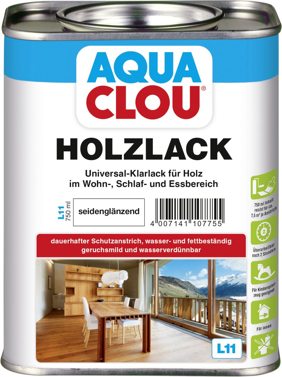 Aqua Clou Holzlack L11 750 ml seidenglänzend von Aqua Clou