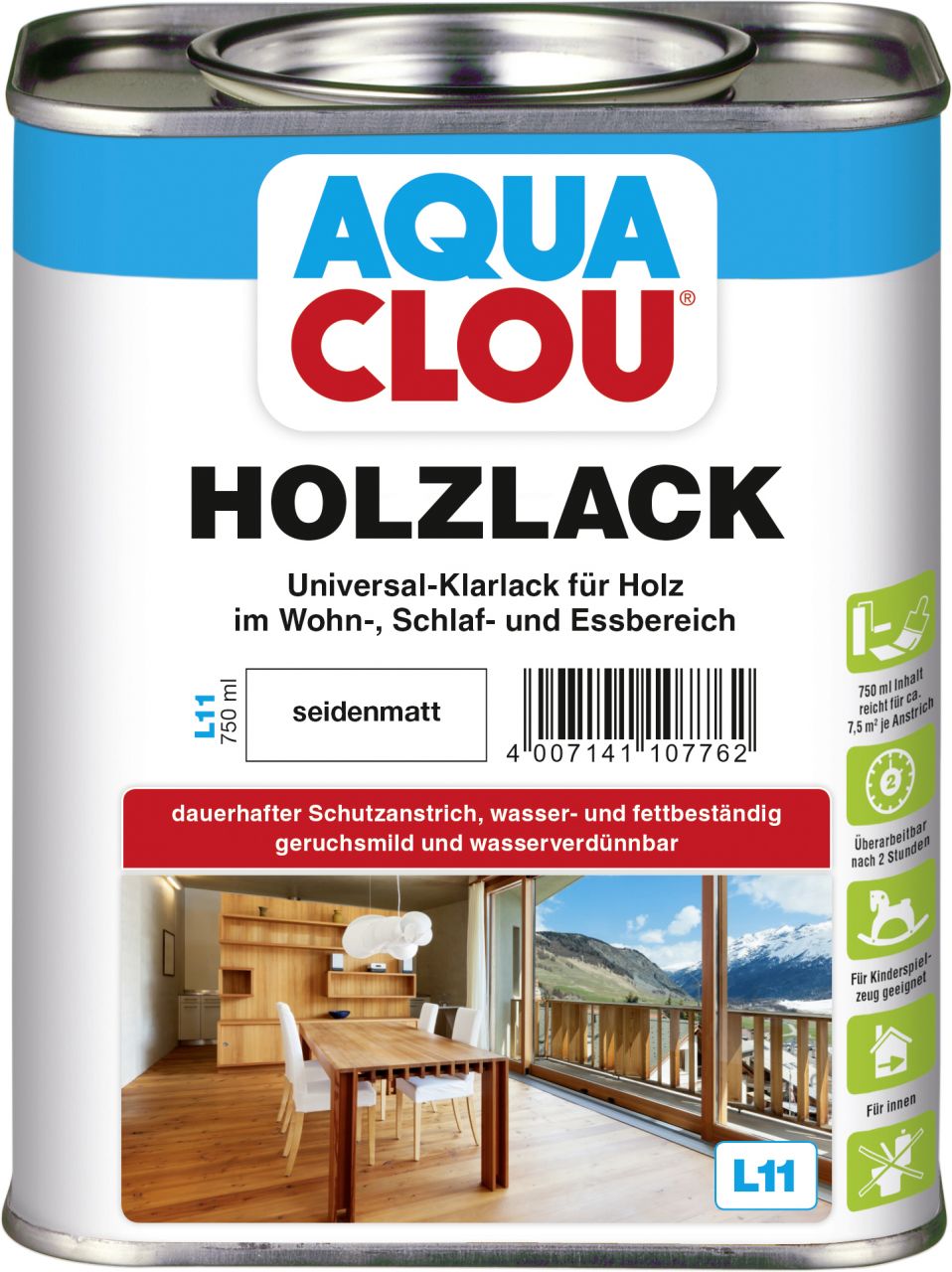 Aqua Clou Holzlack L11 750 ml seidenmatt von Aqua Clou