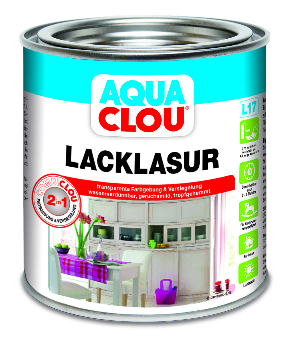 Aqua Clou Lacklasur L17 Nr.24 375 ml steingrau seidenmatt von Aqua Clou