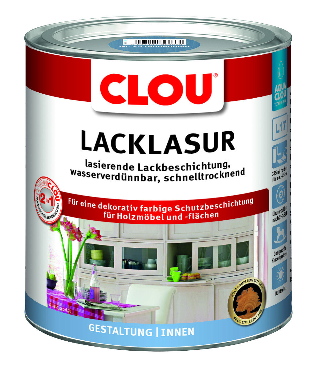 Aqua Clou Lacklasur L17 Nr.25 375 ml taubenblau seidenmatt von Aqua Clou