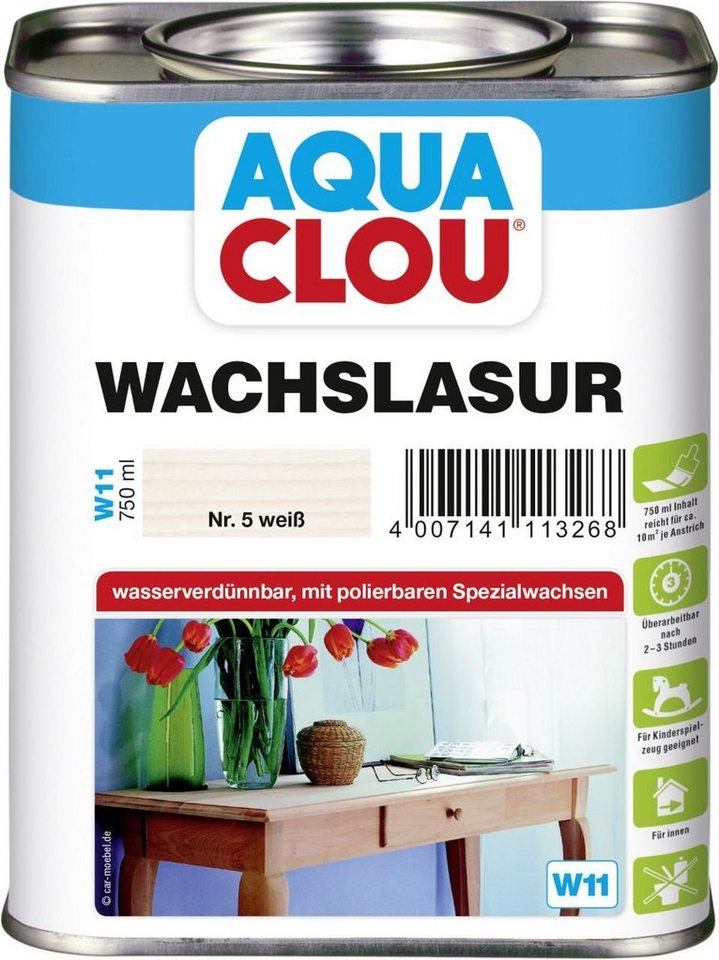 Aqua Clou Lasur Aqua Clou Wachslasur 750 ml weiß von Aqua Clou