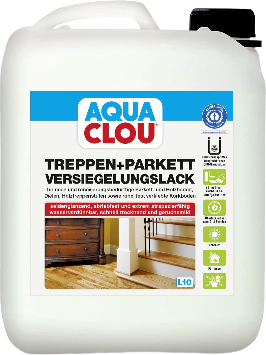 Aqua Clou Treppen-Parkettlack L10 5 L seidenglänzend von Aqua Clou