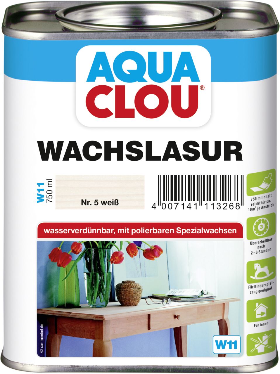 Aqua Clou Wachslasur 750 ml weiß von Aqua Clou