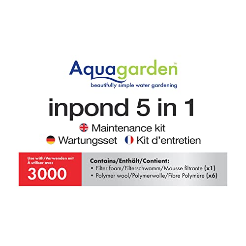 Aquagarden, Filterset für Teiche, Schaumstofffilter-Satz, Polymer-Wolle-Filterpads, Teichpflege-Set, geeignet für das Modell Inpond 5 in 1 mit 3000 Litern von Aqua Garden