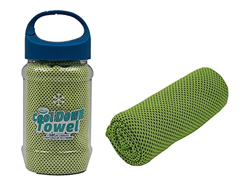 Aqua Laser Kühlendes Handtuch 90x30 cm - mit Flasche für die Aufbewahrung Unterwegs, Cool Down Towel Fitness Handtuch (Grün) von Aqua Laser