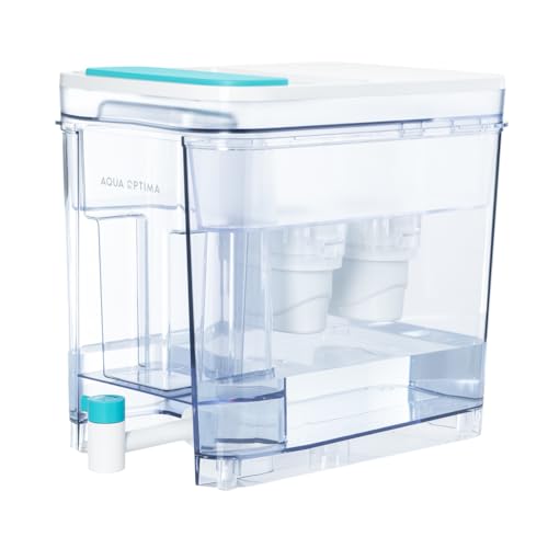 Aqua Optima Perfect Pour Wasserfilterspender, 8,2 l Fassungsvermögen, ausgestattet mit X 2 Evolve+ Wasserfilterkartuschen – reduziert Mikroplastik, Chlor, Kalk und andere Verunreinigungen von Aqua Optima