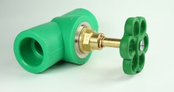 Aqua-Plus - PPR Rohr absperrbarer Hahn mit Verstellrad d = 25 mm, grün von Aqua-Plus