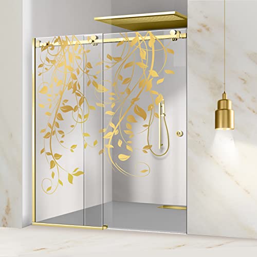Glissair Gold Schiebetür Duschtür Model Dance Größe:180x205 cm ab (140/150/160/170/180x205), Klarglas mit Nano-Beschichtung Sandgestrahlt Muster (180x205cm, Links) von Aqua Roy The Shower