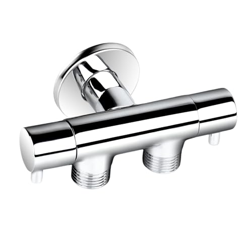 AquaUno Doppel Eckventil 1/2 x 1/2 x 1/2 - Messing - 2 Geräte - kein Verklemmen - Warm- Kaltwasser - WC Spülmaschine von Aqua Uno