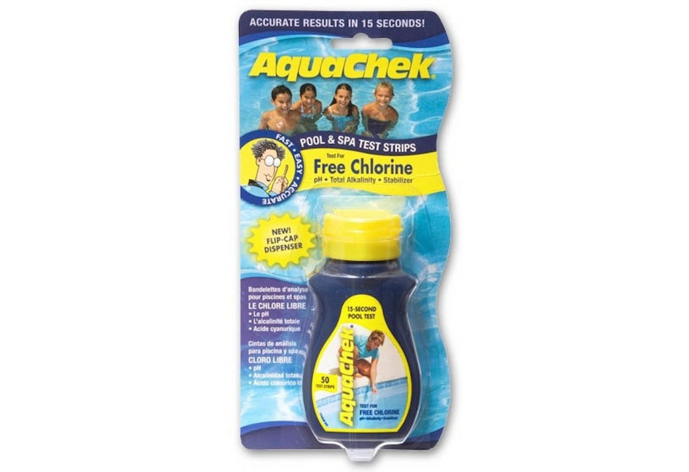 AquaChek Pooltester AquaChek Teststreifen 4 in 1 Gelb für Chlor, pH, Gesamtalkalität von AquaChek