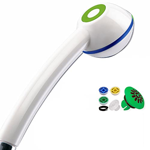 Duschkopf SwissClima CORNELIA TOP! Kräftig für mehr Druck, zB Durchlauferhitzer und weniger Wasser: verkalkungsfreie Handbrause, Regenstrahl-Aufsatz, 3 Reduzierer, SwissMade von AquaClic