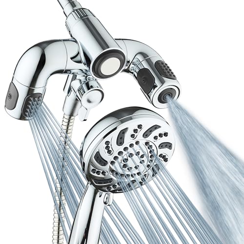 Aquadance Hochdruck-Duschkopf mit 156 Einstellungen, 14-Zonen-Duschkopf und 3-Wege-Kombi-System – magnetisches Andocken, 314 Leistungsdüsen, zwei verstellbare Arme, 1,8 m Metallschlauch, komplett von AquaDance