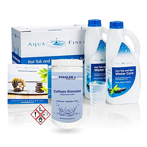 AquaFinesse Wasserpflegeset Verkaufsbox + Calhypo anorganisches Chlorgranulat Whirlpool Wasserpflege aqua finesse hot tub spa water care system all in one Pflegemittel Wasserpflege set von AquaFinesse