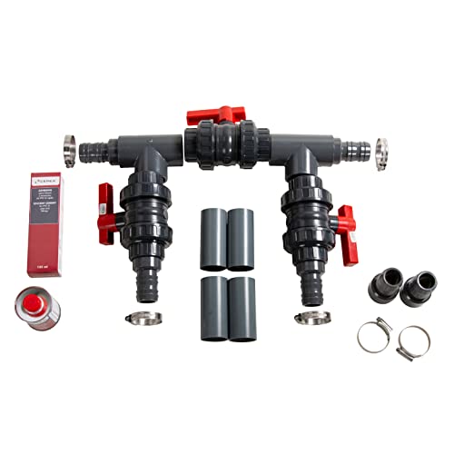 Aquasphere Wärmepumpe komplettes Bypass Set Luxus, Anschluss der Wärmepumpe, von PVC-Kupplungen 50 mm und Schlauchschellen 35-50 mm bis zum flexiblen Schlauch 38 mm und PVC Kleber 100 ml von AquaForte