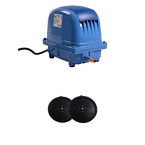 AquaForte Energiesparende Luftpumpe AP-150, 190 l/min (bei 1 m), Max. Druck: 4,5 m, 120 W + Membranenset AP-150/200 Membranensatz, Ersatzteil, Schwarz, Weiß von AquaForte