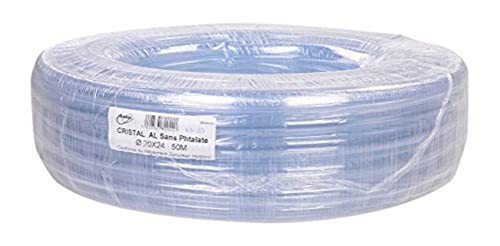 Aquaforte Klarer PVC Schlauch, Ø 20 x 24 mm (Innenwand x Außenwand), geeignet für Wasser und Luft, 50 m Rolle, Typ Kristall, transparent von AquaForte