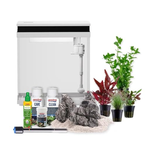 AquaOne Aquarium Komplettset LED mit Pumpe HNE-300 I Kleines Nanoaquarium 13 Liter mit Filteranlage I Mini Nano Becken Set für Fische und Garnelen von AquaOne