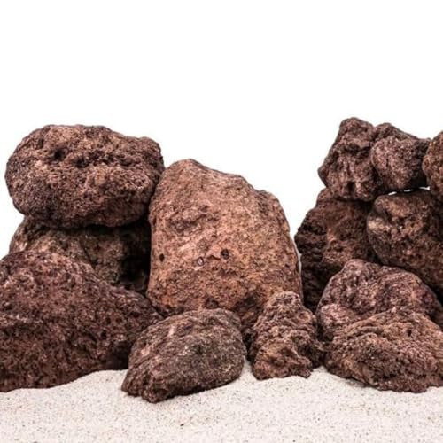 AquaOne Aquarium Steine Rote Lavasteine I Natursteine Lava 10kg Mix Größe M-L I Aquascaping Gestein für Tank I Lavagestein Dekoration Aquascape Deko von AquaOne