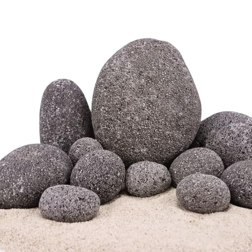 AquaOne Aquarium Steine Zen Pebbles Grau I Natursteine Mix 12 Steine Gr.M-XXL I Aquascaping Gestein Dekoration Terrarium Nanobecken Landschaft von AquaOne