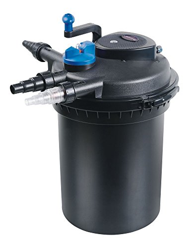 AquaOne Druckteichfilter CPF-10000 I Teichfilter für Teiche bis 12.000 Liter I Bio Teich Filter inkl.11 Watt UVC Klärer mit Kurbelreinigung I schwebealgenfreies klares Wasser von AquaOne