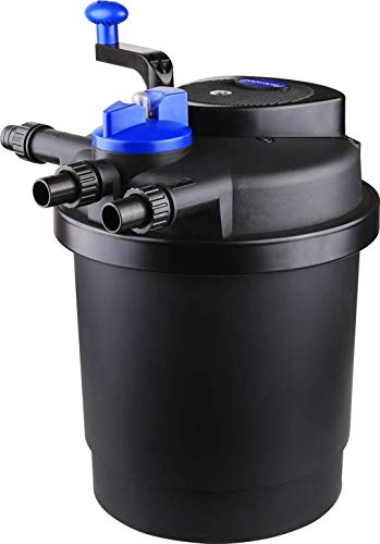 AquaOne Druckteichfilter CPF-2500 I Teichfilter für Teiche bis 6.000 Liter I Bio Teich Filter inkl.11 Watt UVC Klärer mit Kurbelreinigung I schwebealgenfreies klares Wasser von AquaOne