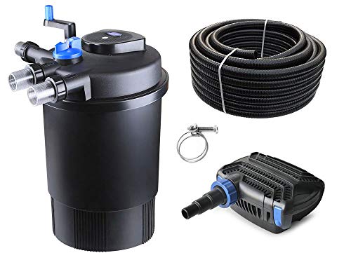 AquaOne Teichfilter Set mit Teichpumpe I Filteranlage CPF-30000 für einen Teich bis 60.000 Liter I Komplettset mit UV Lampe Eco Pumpe 70 Watt Teichschlauch Nr. 45 von AquaOne
