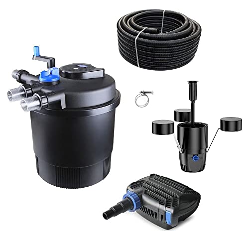 AquaOne Teichfilter Set mit Teichpumpe I Filteranlage CPF-20000 für einen Teich bis 40.000 Liter I Komplettset mit UV Lampe Eco Pumpe 30 Watt Skimmer Teichschlauch Nr.38 von AquaOne