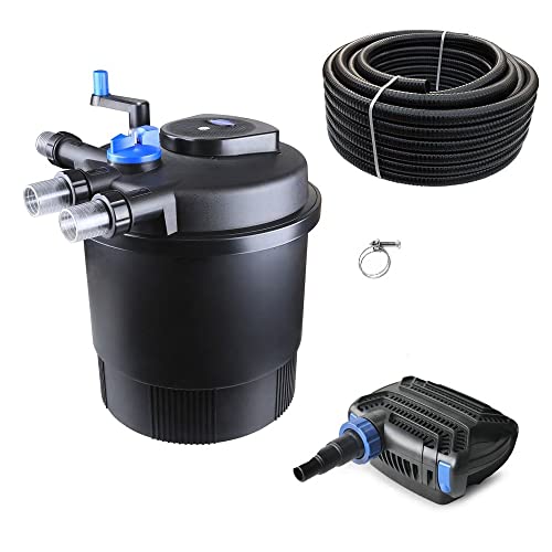 AquaOne Teichfilter Set mit Teichpumpe I Filteranlage CPF-20000 für einen Teich bis 40.000 Liter I Komplettset mit UV Lampe Eco Pumpe 50 Watt Teichschlauch Nr.37 von AquaOne