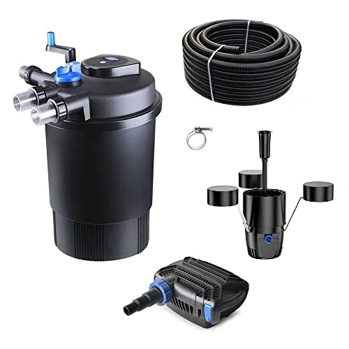 AquaOne Teichfilter Set mit Teichpumpe I Filteranlage CPF-30000 für einen Teich bis 60.000 Liter I Komplettset mit UV Lampe Eco Pumpe 70 Watt Skimmer Teichschlauch Nr.46 von AquaOne