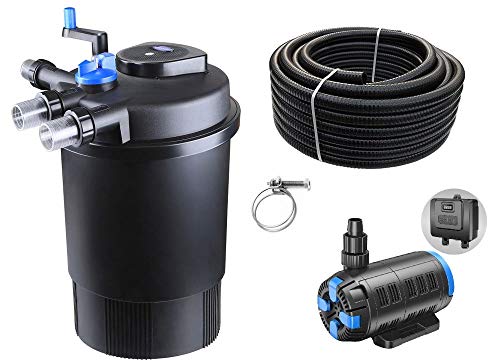 AquaOne Teichfilter Set mit Teichpumpe I Filteranlage CPF-30000 für einen Teich bis 60.000 Liter I Komplettset mit UV Lampe regelbare Eco Pumpe 37-180 Watt Teichschlauch Nr.47 von AquaOne