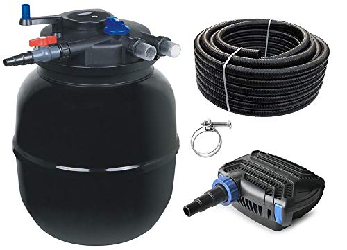 AquaOne Teichfilter Set mit Teichpumpe I Filteranlage CPF-50000 für einen Teich bis 80.000 Liter I Komplettset mit UV Lampe Eco Pumpe 80 Watt Teichschlauch Nr.53 von AquaOne