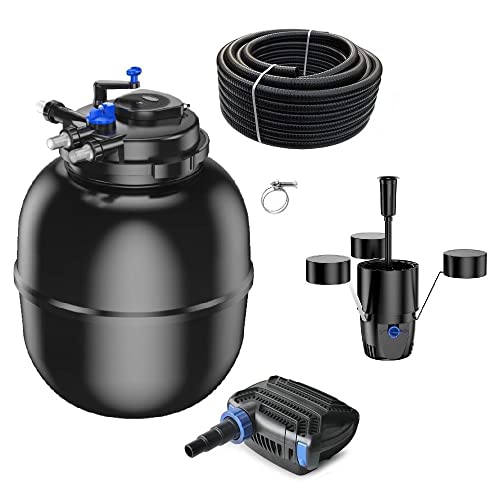 AquaOne Teichfilter Set mit Teichpumpe I Filteranlage CPF-75000 für einen Teich bis 100.000 Liter I Komplettset mit UV Lampe Eco Pumpe 100 Watt Skimmer Teichschlauch Nr.62 von AquaOne
