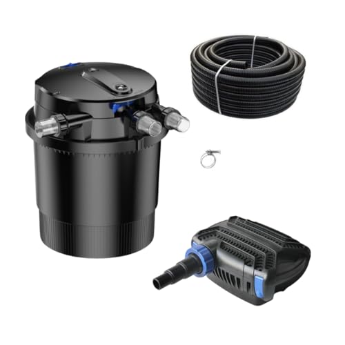 AquaOne Teichfilter Set mit Teichpumpe I Filteranlage CPU-20000 für einen Teich bis 40.000 Liter I Komplettset mit UV Lampe Eco Pumpe 50 Watt Teichschlauch Nr.41 von AquaOne