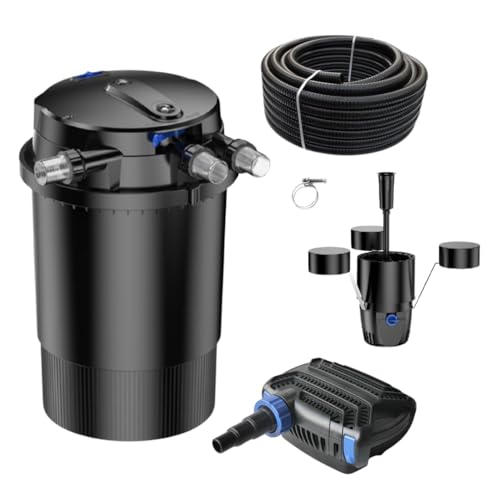 AquaOne Teichfilter Set mit Teichpumpe I Filteranlage CPU-30000 für einen Teich bis 60.000 Liter I Komplettset mit UV Lampe Eco Pumpe 70 Watt Skimmer Teichschlauch Nr.50 von AquaOne