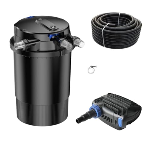 AquaOne Teichfilter Set mit Teichpumpe I Filteranlage CPU-30000 für einen Teich bis 60.000 Liter I Komplettset mit UV Lampe Eco Pumpe 70 Watt Teichschlauch Nr. 49 von AquaOne